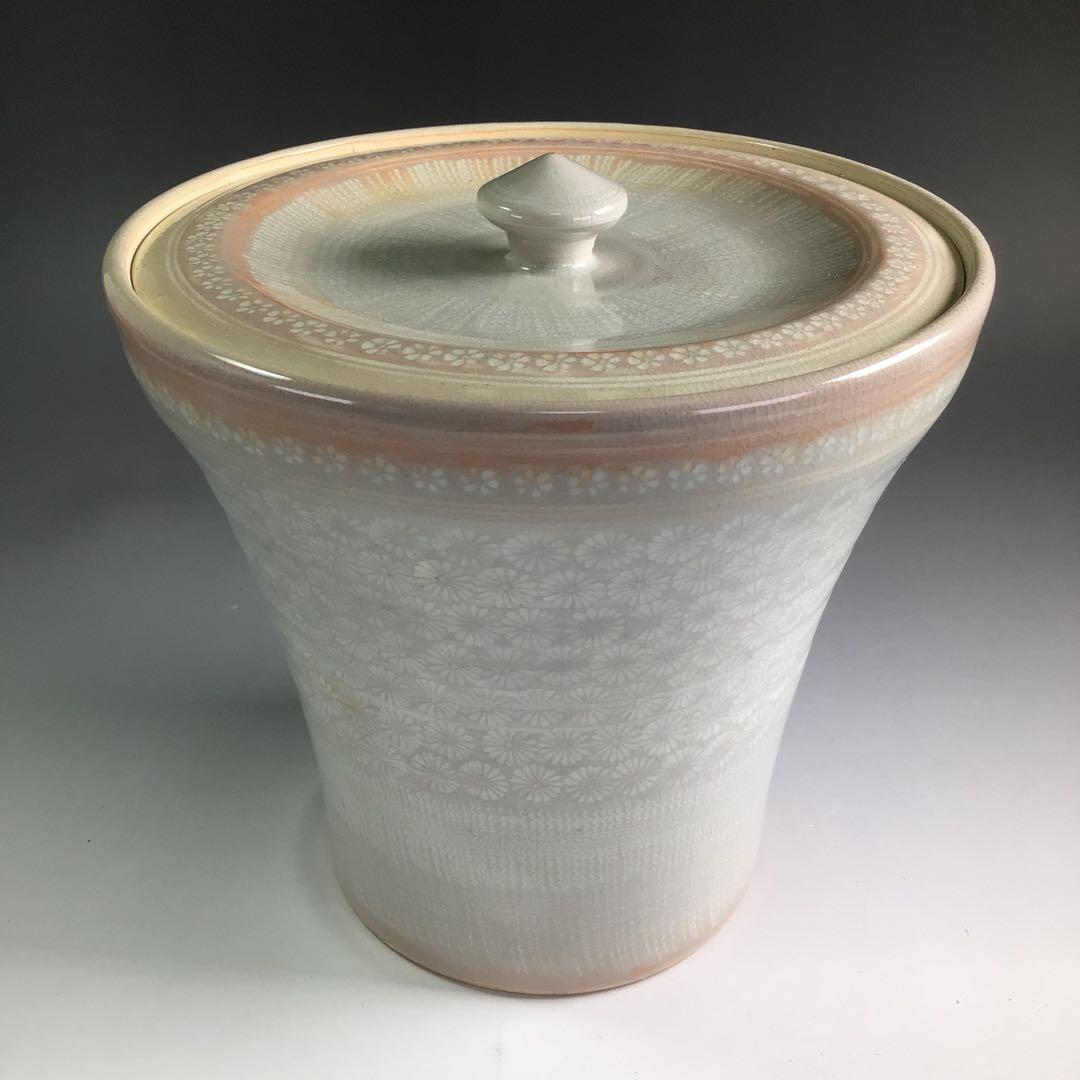 Ｐ８０４　水指　『平安　開山造』『礼賓手三嶋』『末広水指』　共箱　茶道具