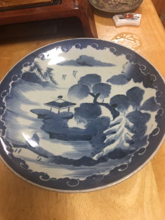 青花 大皿 清時代 中国古玩