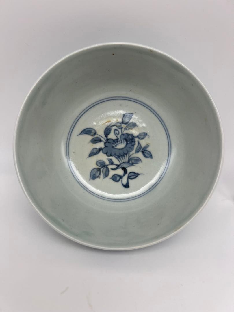 中国明朝染付お茶碗　骨董 古美術品　コレクション唐物　江戸　青磁　アンティーク