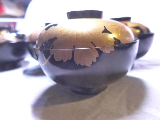 美品です　平安堂の貴重な高級蒔絵椀　草花蒔絵　吸物椀　６客