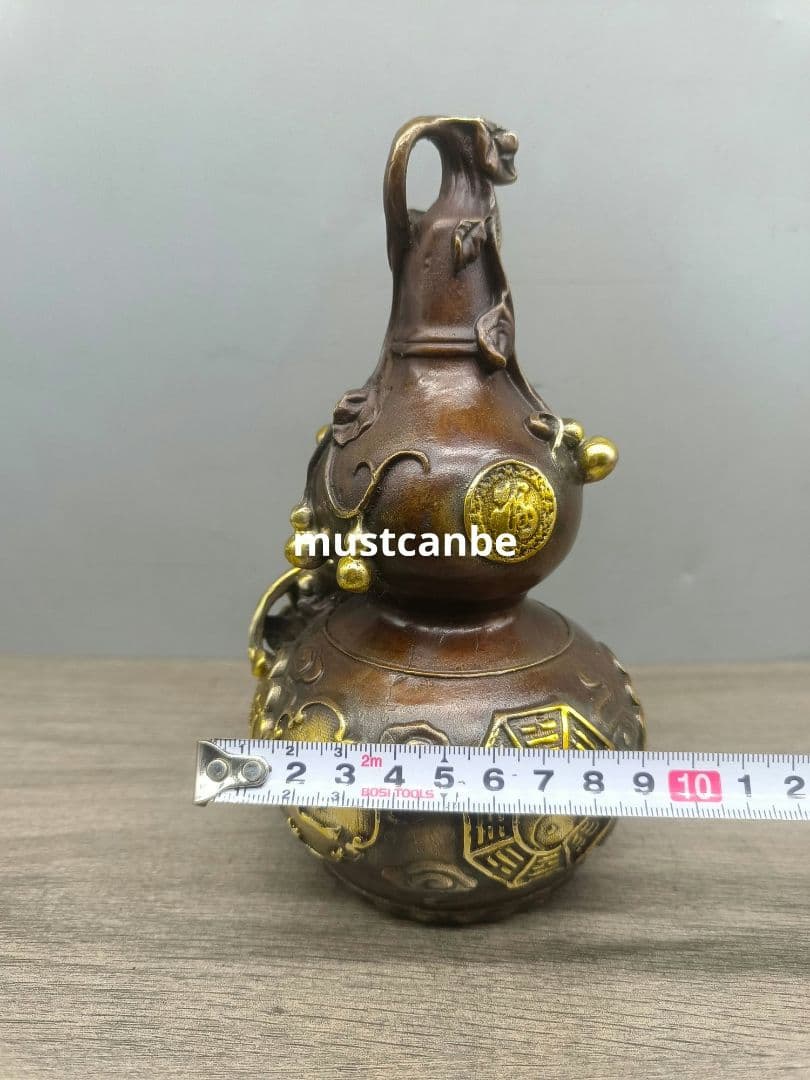 銅 細工 竜頭瓢簞 招財 納福 開運 風水 客間 玄関 装飾品 工芸品 置物