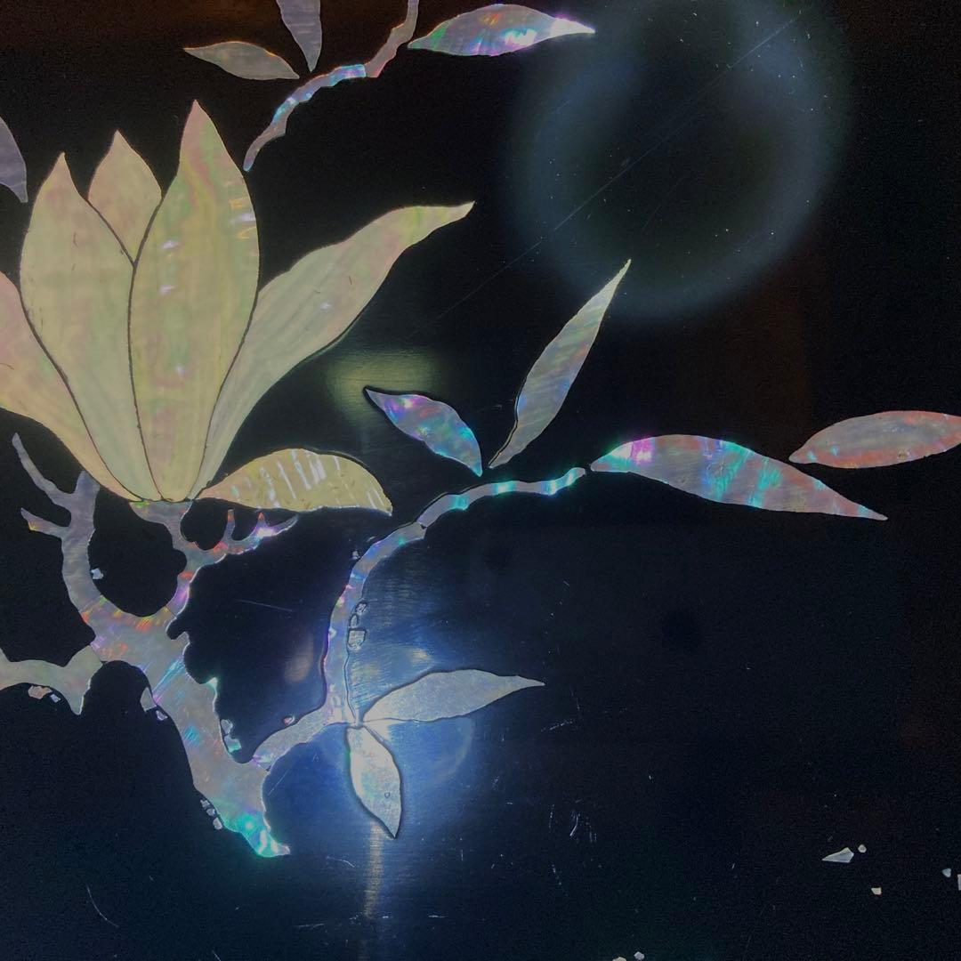 脇取盆 螺鈿象嵌 漆器　長盆 工芸品