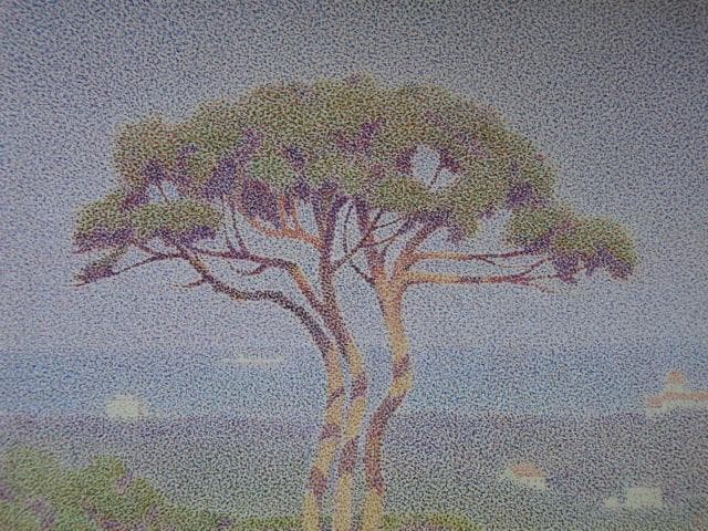 山田嘉彦、「丘の木」、希少な額装用画集より、新品高級額装付