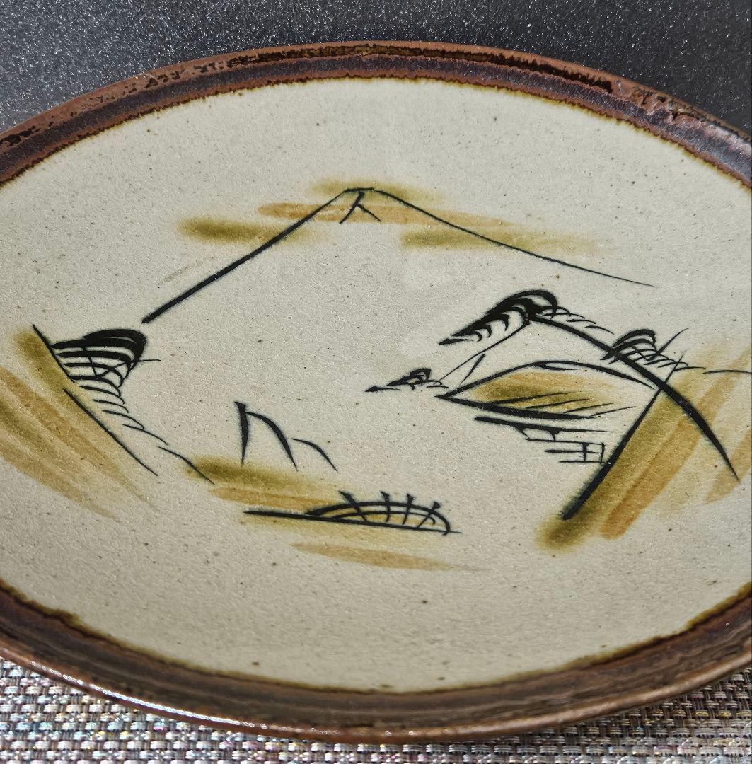 益子焼　皆川マス　絵付　山水図30.8cm 大皿　益子民藝　浜田庄司　柳宗悦