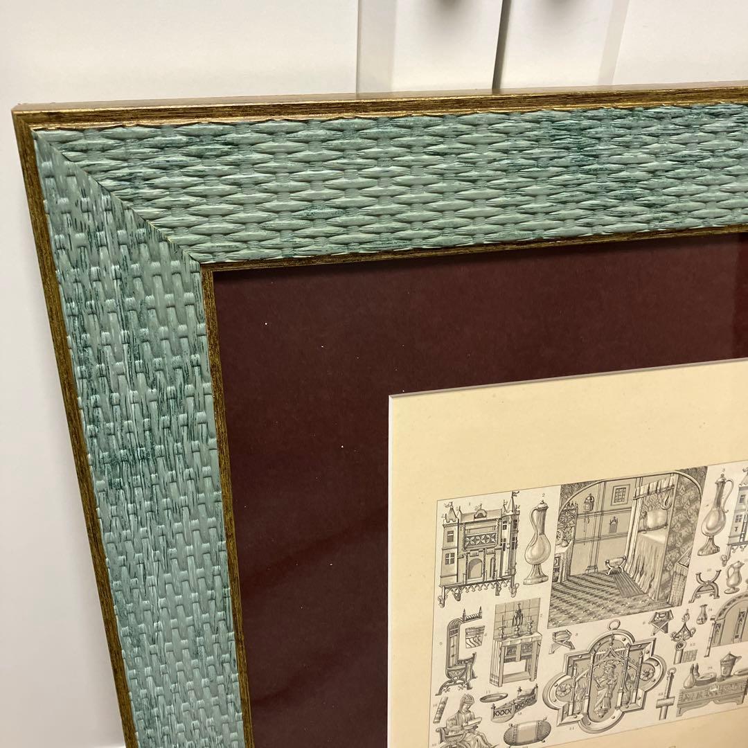 フランスアンティーク銅版画　額装品
