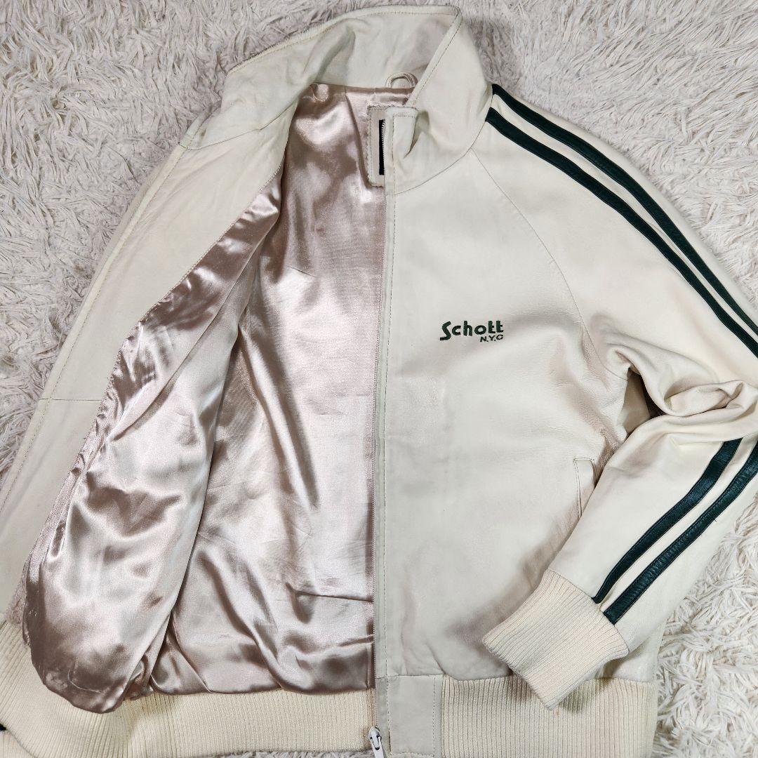 Schott ショット シングルライダース サイドライン ロゴ刺繍 ラムレザー