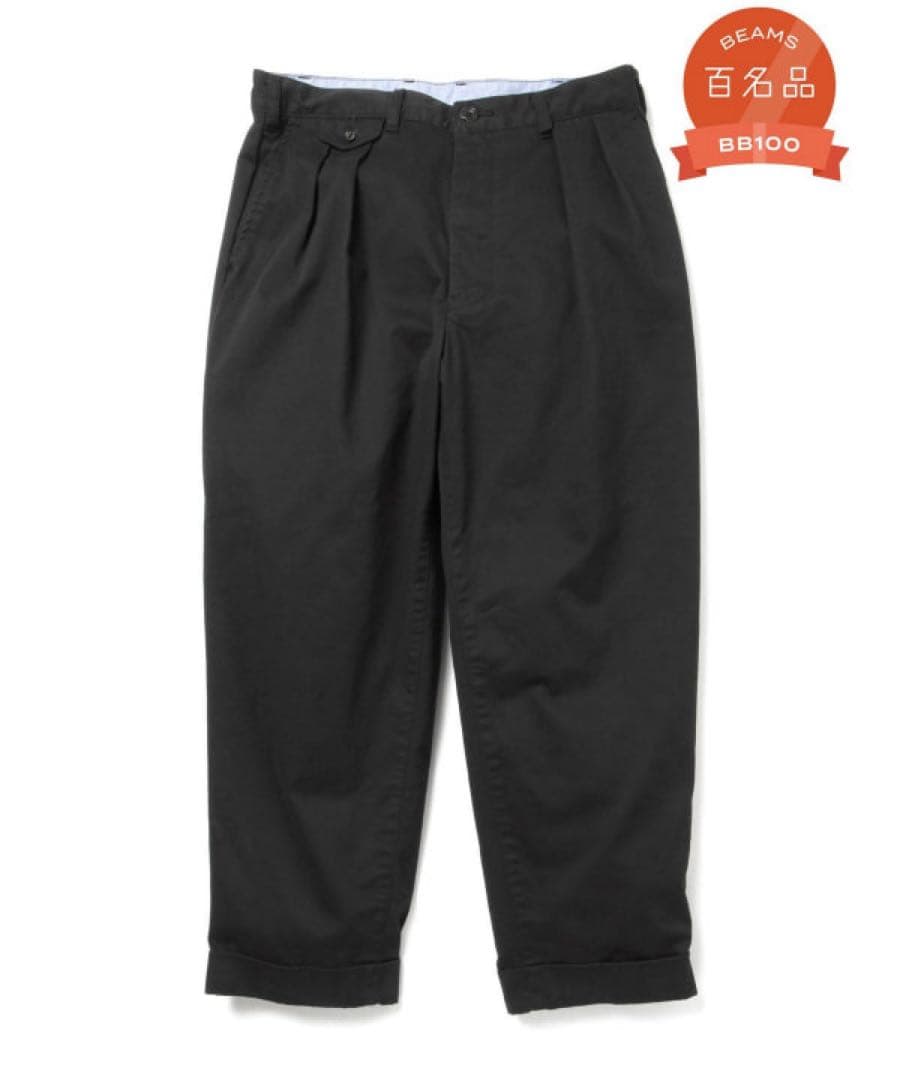 BEAMS PLUS ビームスプラス2プリーツ チノパンツ M ブラック