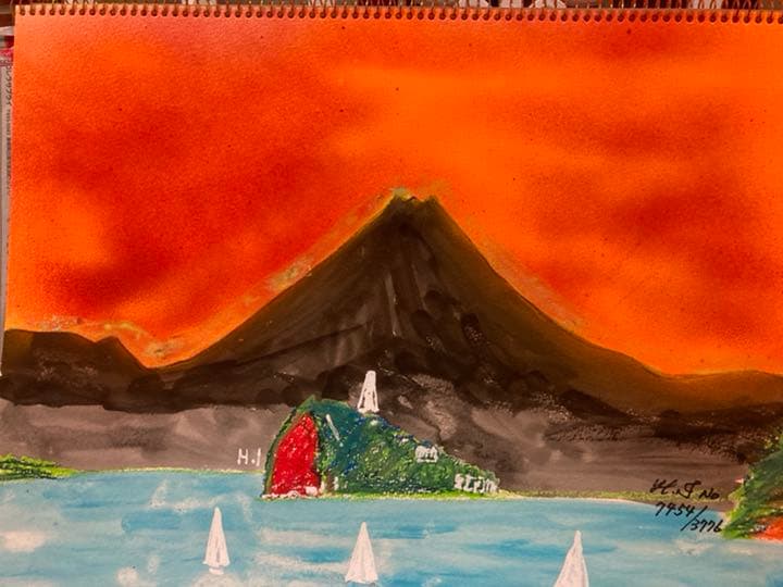 幻想絵画、空飛ぶ画家糸川裕志の富士山曼荼羅図の三十六点入り画帳
