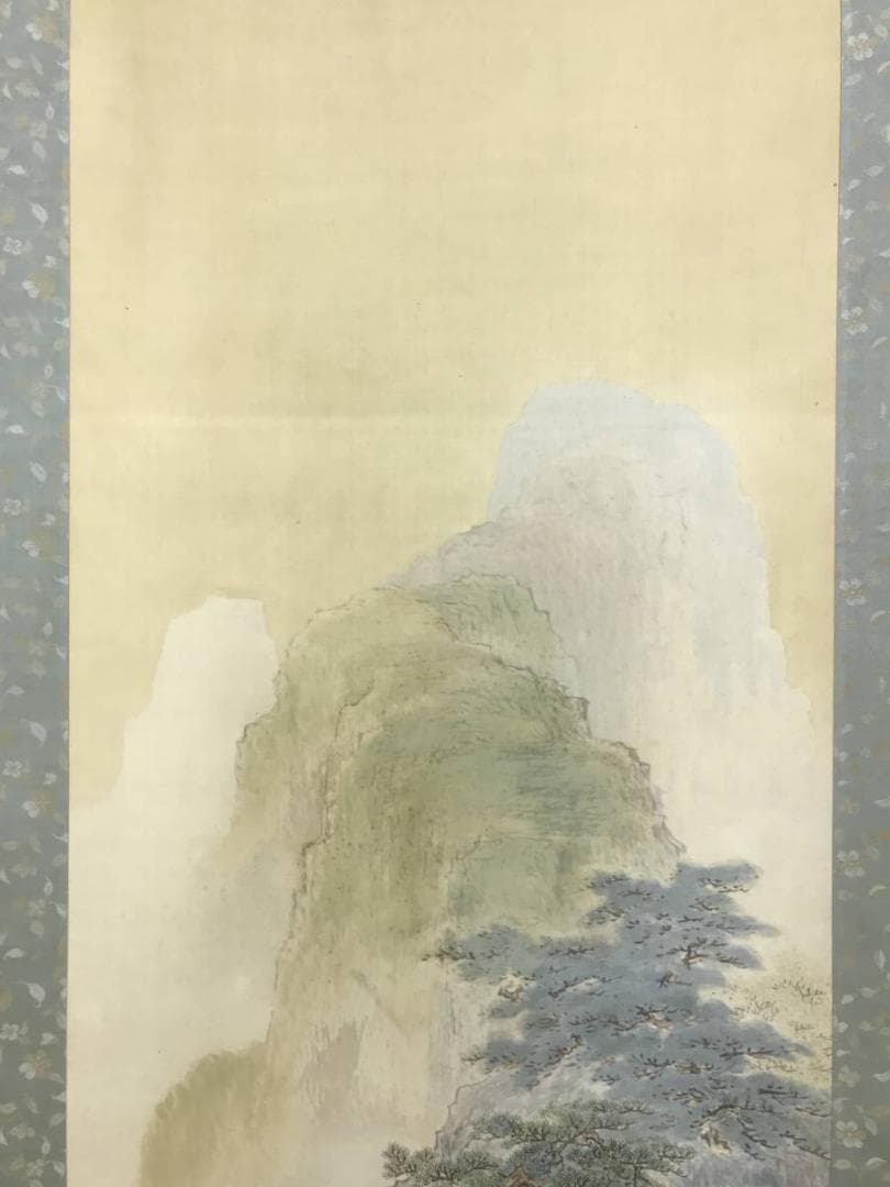 真作/吉村鳳柳/渓流遊猿之図/山水図/猿図/花鳥図/掛軸/名家伝来/AE-261