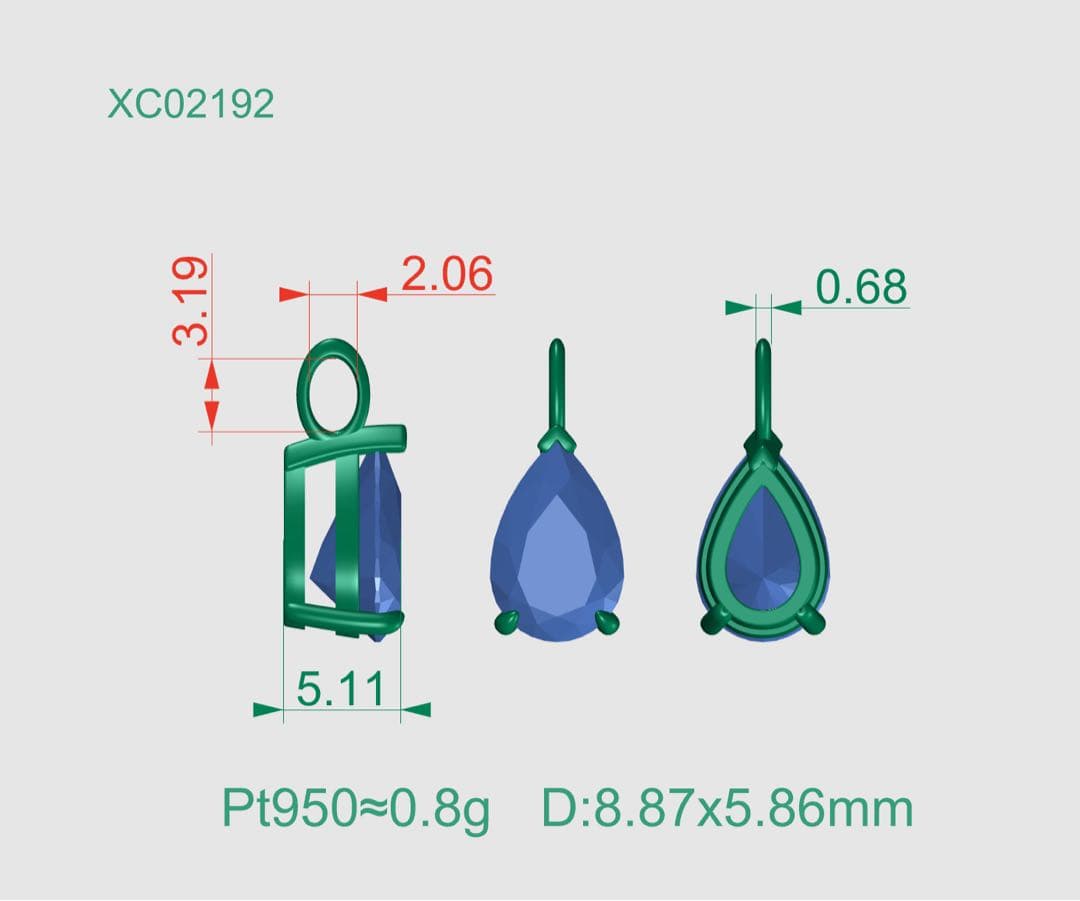 ぐらす客 ペンダント 1.1ct PT950