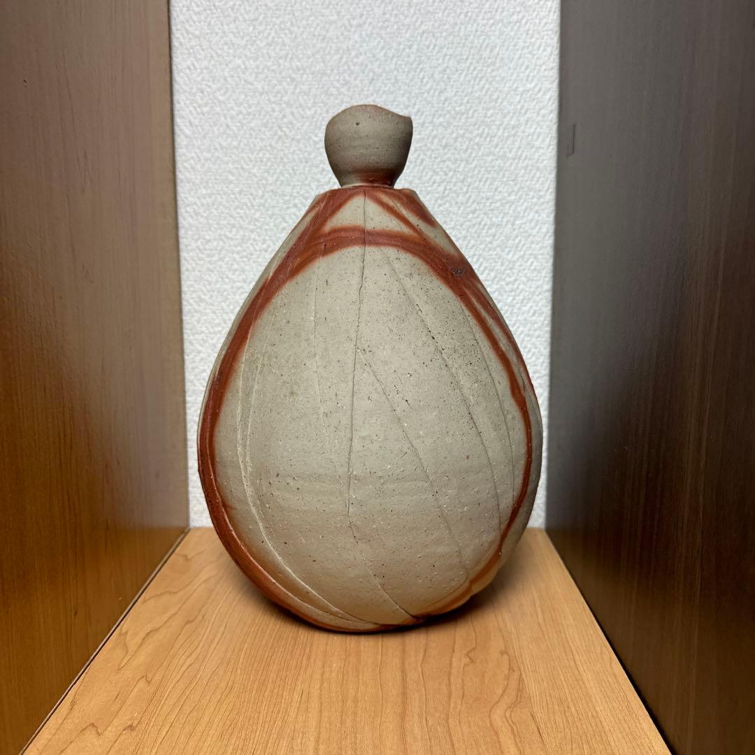 渡邊琢磨　備前焼　火襷花入　大徳利　花瓶