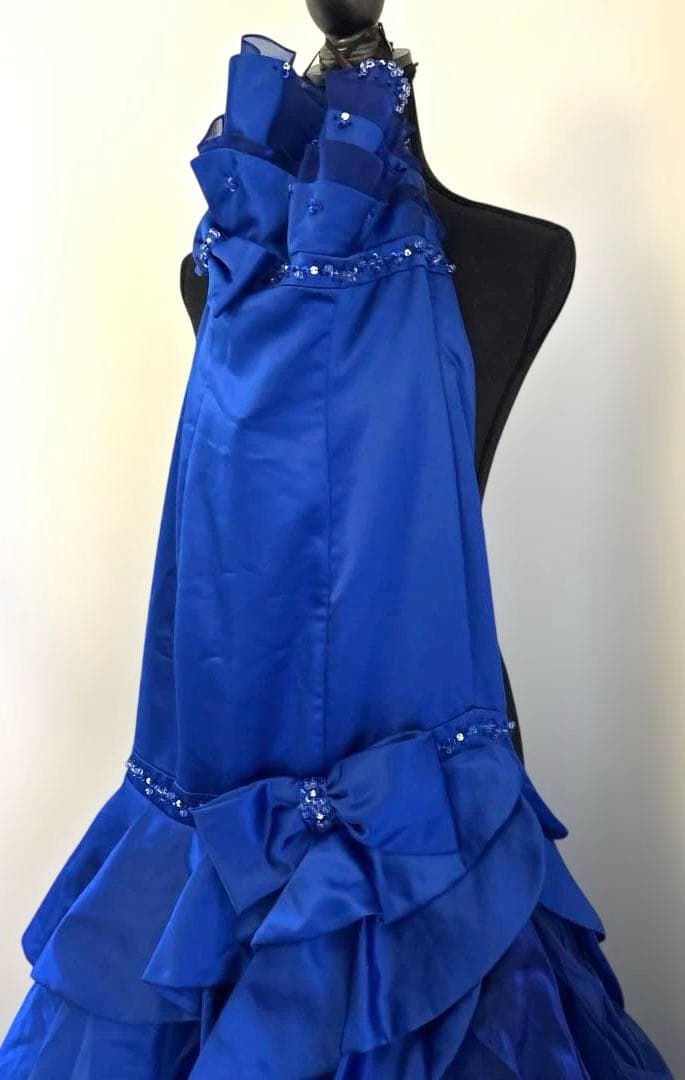 京都クラウディア　ドレス　ロイヤルブルー マーメイドライン フリル ゴージャス