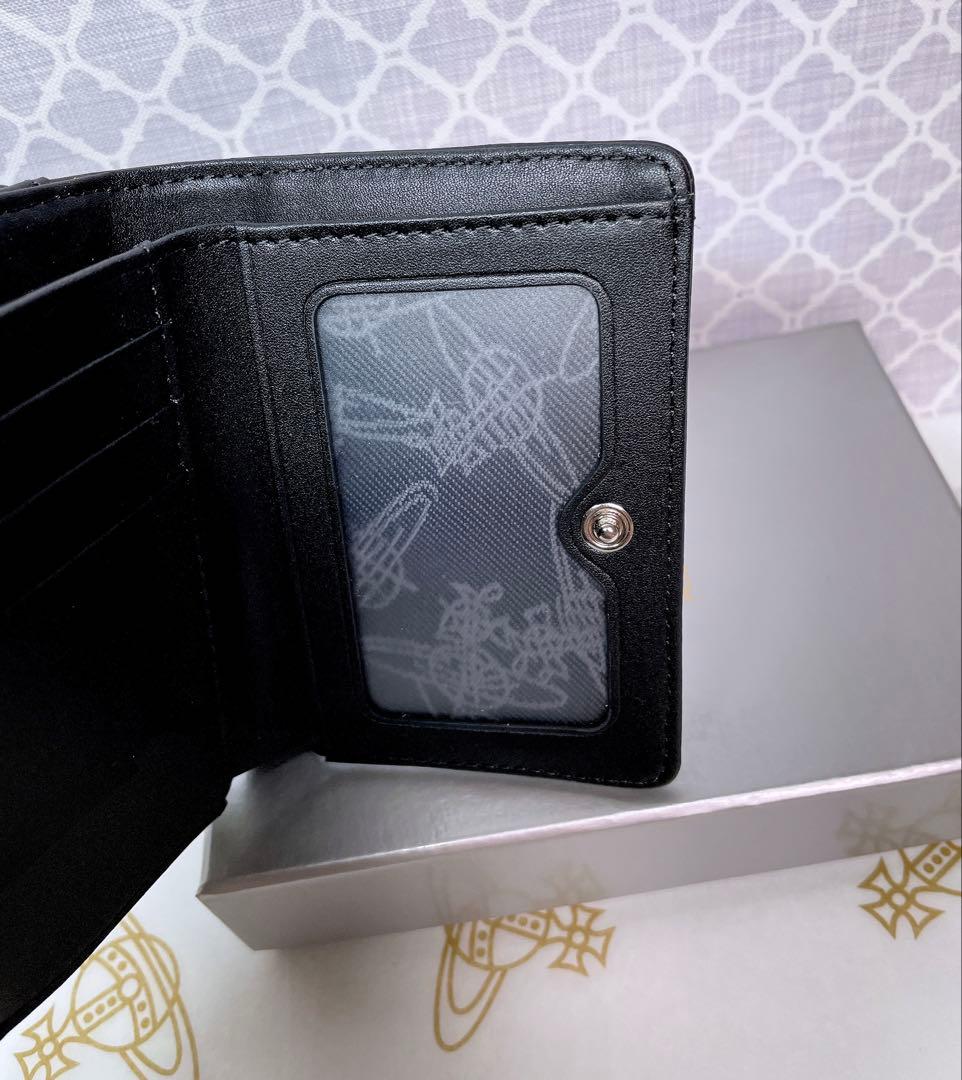 【新作✩内柄も素敵】Vivienne Westwood 三つ折り財布 マット黒