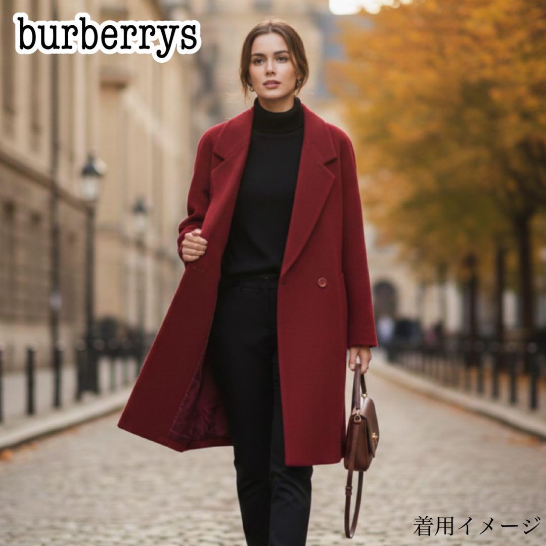 【美品✨】バーバリーズ カシミヤ 真紅 チェスターコート ダブル 裏地ロゴ