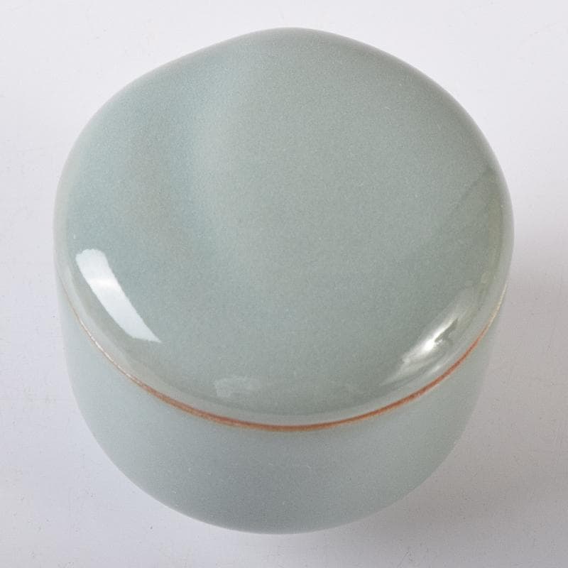 パウロニア　青磁　桃　香合　堀内宗完（兼中斎）極め箱　V　R8201