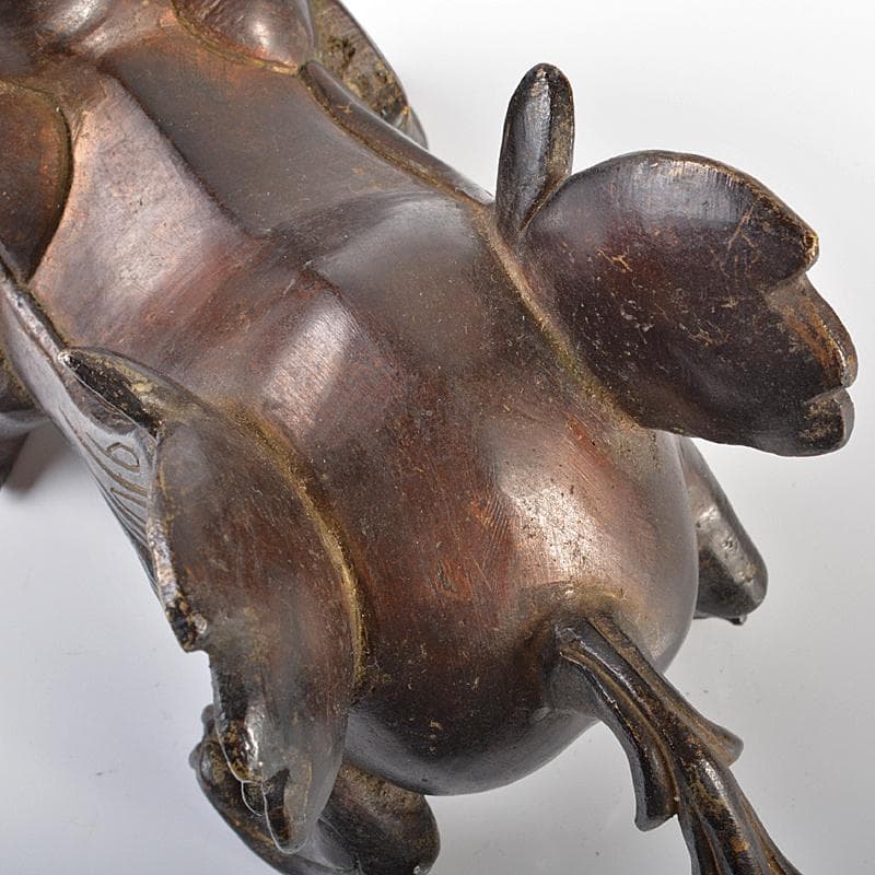 中国　古銅宣徳銅　神獣　置物　M　R6188