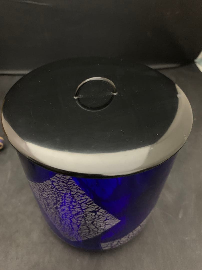 銀箔 水指 青ガラス水指　茶道具