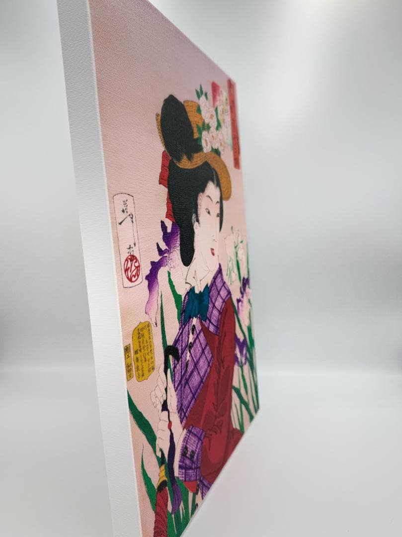 木製パネル アート 月岡芳年　風俗三十二相 遊歩がしたさう 明治年間妻君之風俗