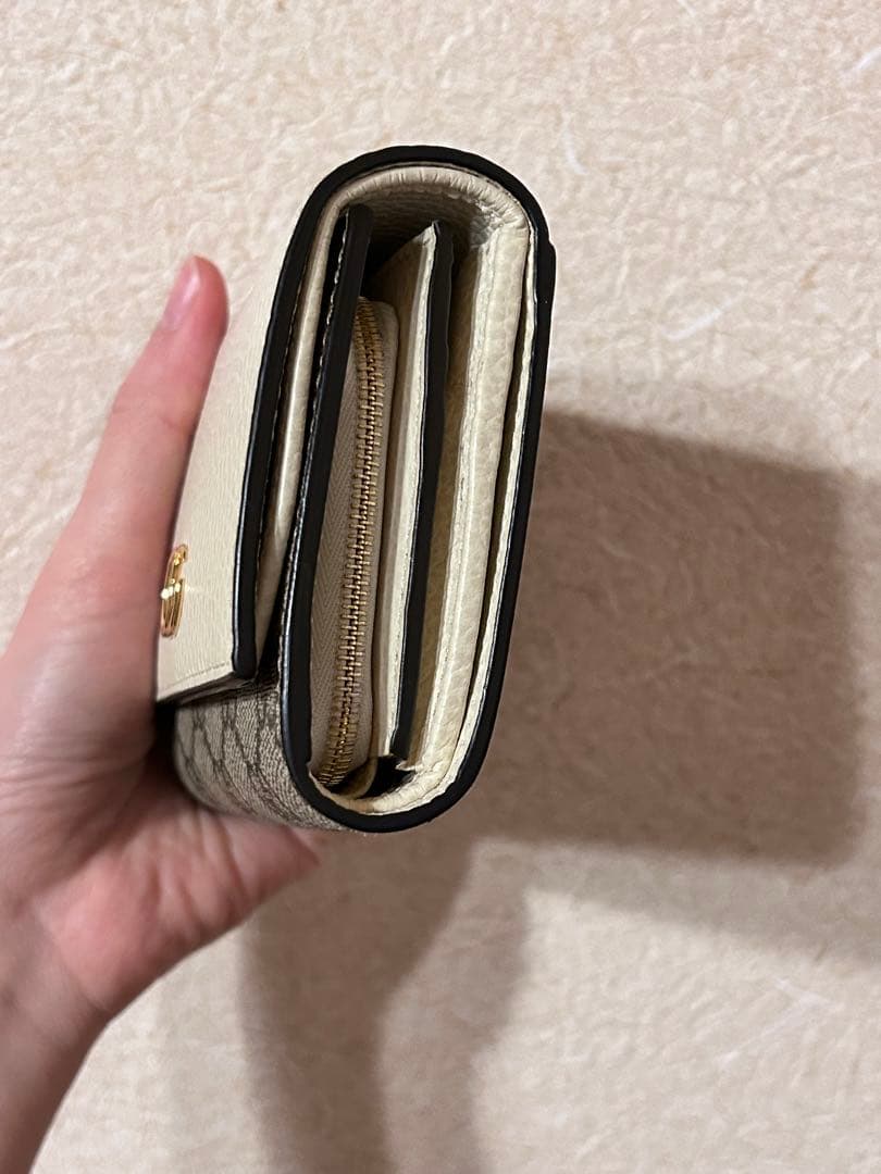 GUCCI 二つ折り財布 ホワイト/グレー