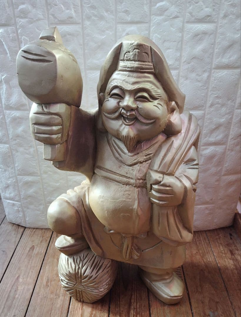木彫り 大黒天 Statue Lucky God Vintage 彫刻 縁起物