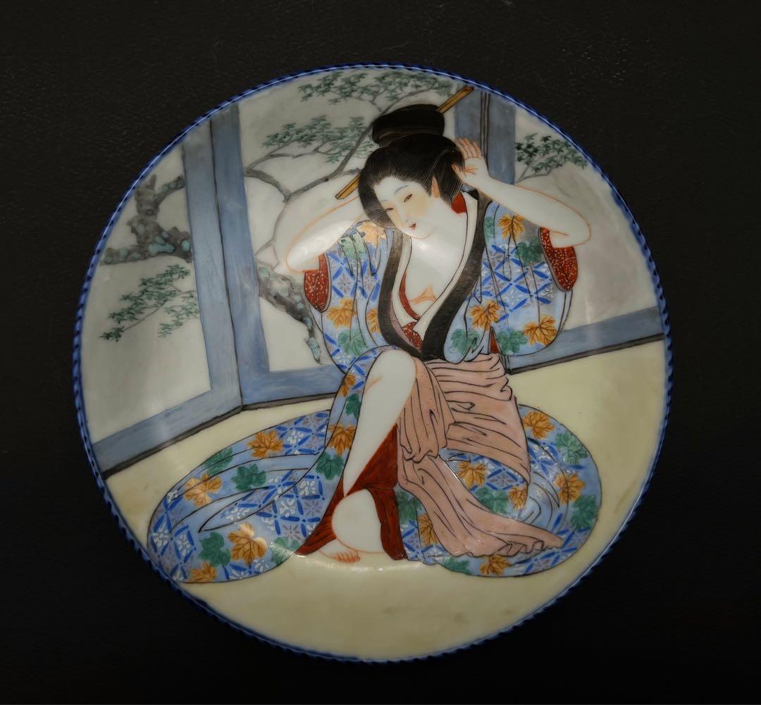 古美術 超希少品 手描き 春宫美人皿 飾り皿
