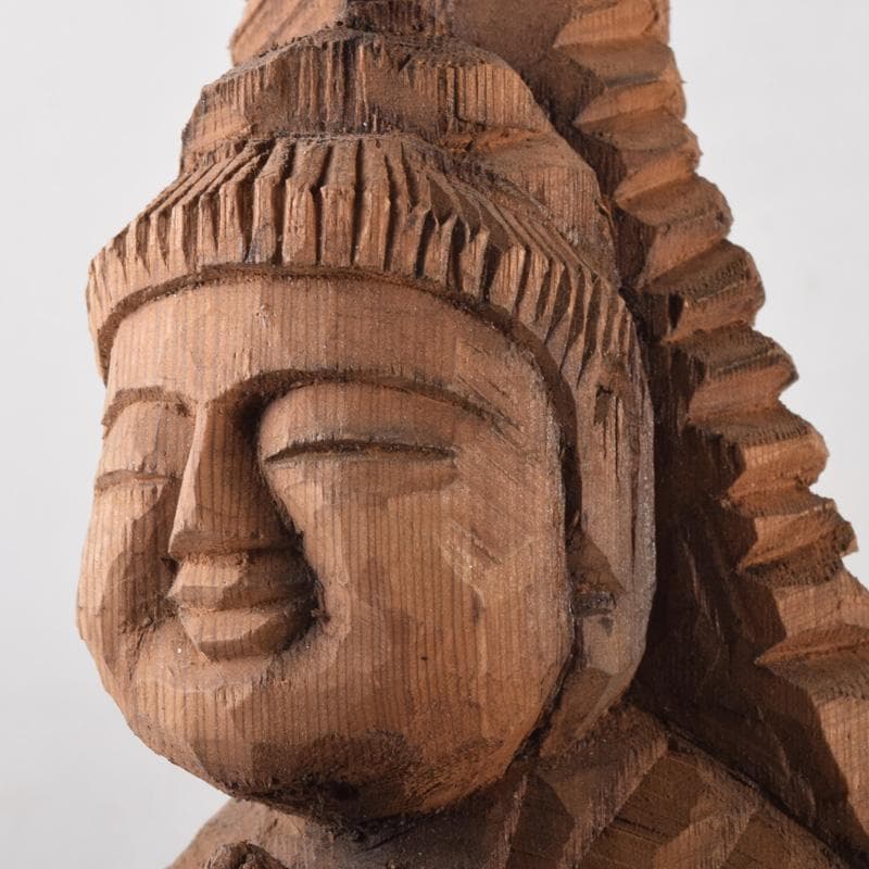 仏教美術　利秀作　木彫　神獣観音像　仏像　置物　8225