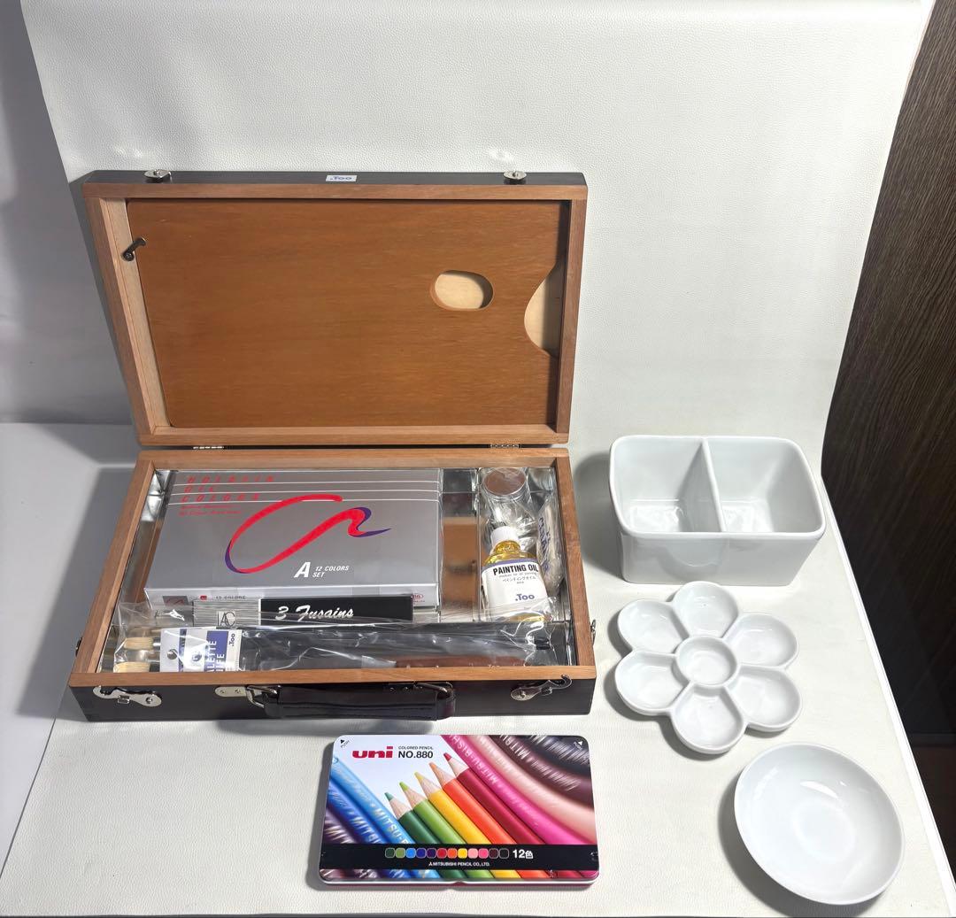 TOO木製ケース絵画セット　TOO，HOLBEIN，Uni 他セット