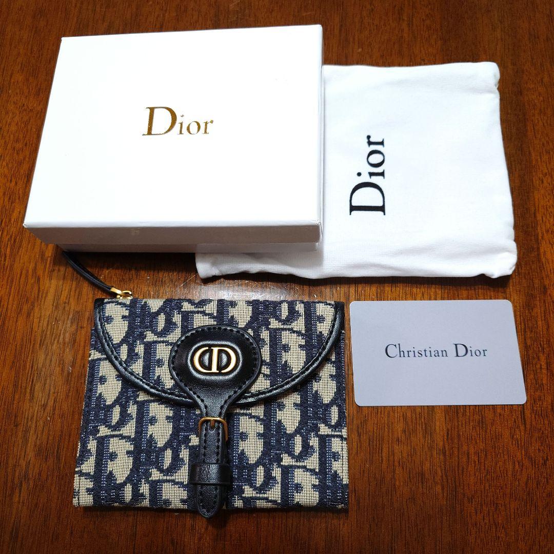Dior 二つ折り財布 ネイビー/ホワイト