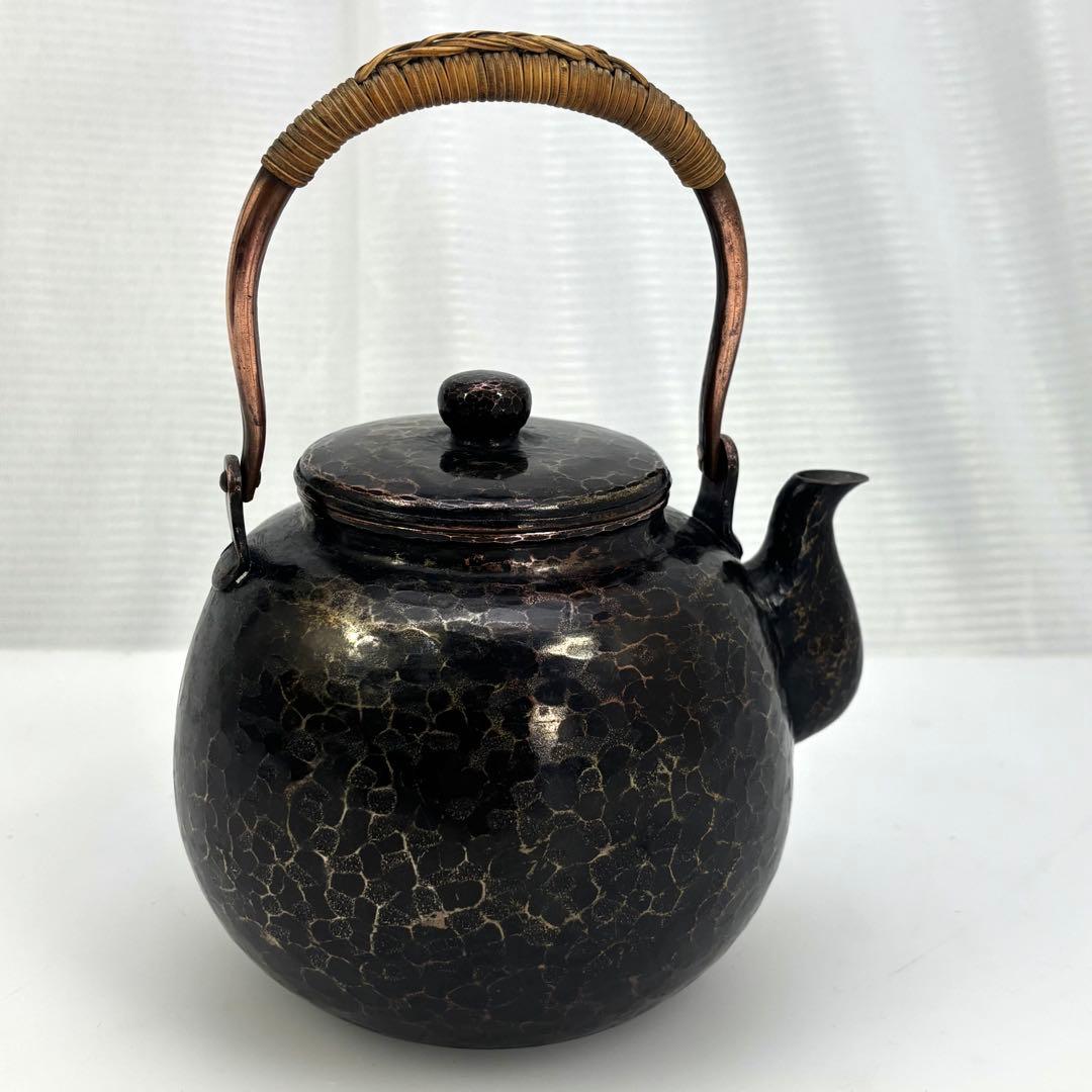 鎚起銅器 銅製急須 竹巻き取手