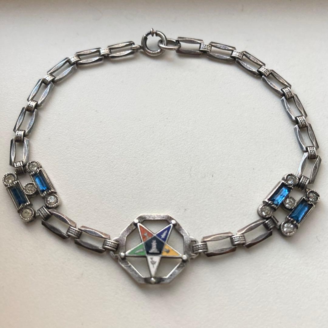 40s 50s USA製 フリーメイソン 逆五芒星 スターリング ブレスレット