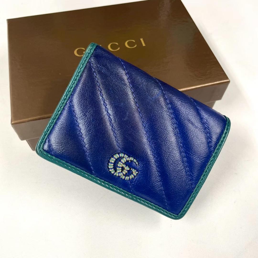 GUCCI グッチ GGマーモント 二つ折り財布 カーフレザー