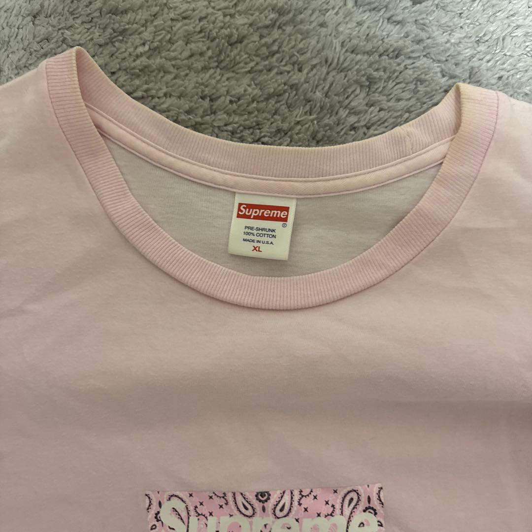 Supreme ピンク Tシャツ XL box logo バンダナ