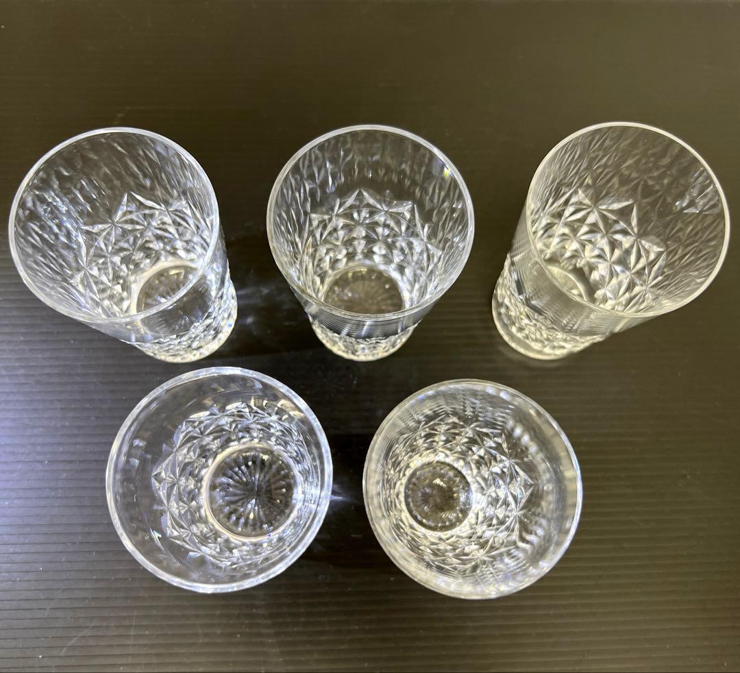 激レア品　バカラ手彫切子カットグラス5客　共箱　東Y7-0918⭐︎1Fトニウサ
