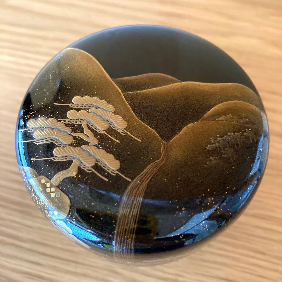 【茶道具】　棗　輪島塗　山水滝蒔絵図　坂一男作　美品