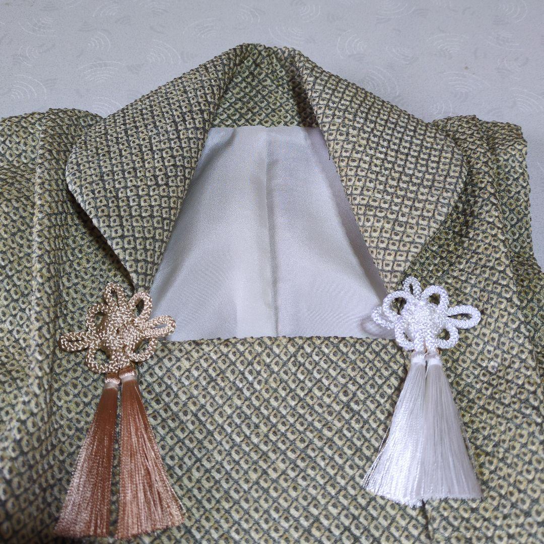 七五三３歳男の子正絹総絞りの被布（中綿無し）抹茶色系です。