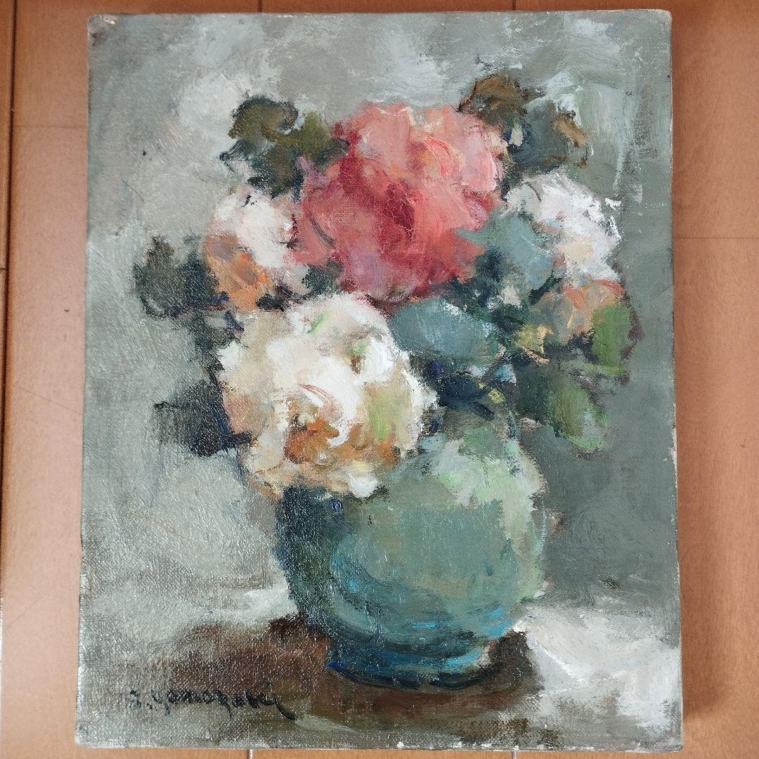 山崎 翠祥「薔薇一九七九」油絵・F3号　「一枚の繪」人気画家　薔薇の名手