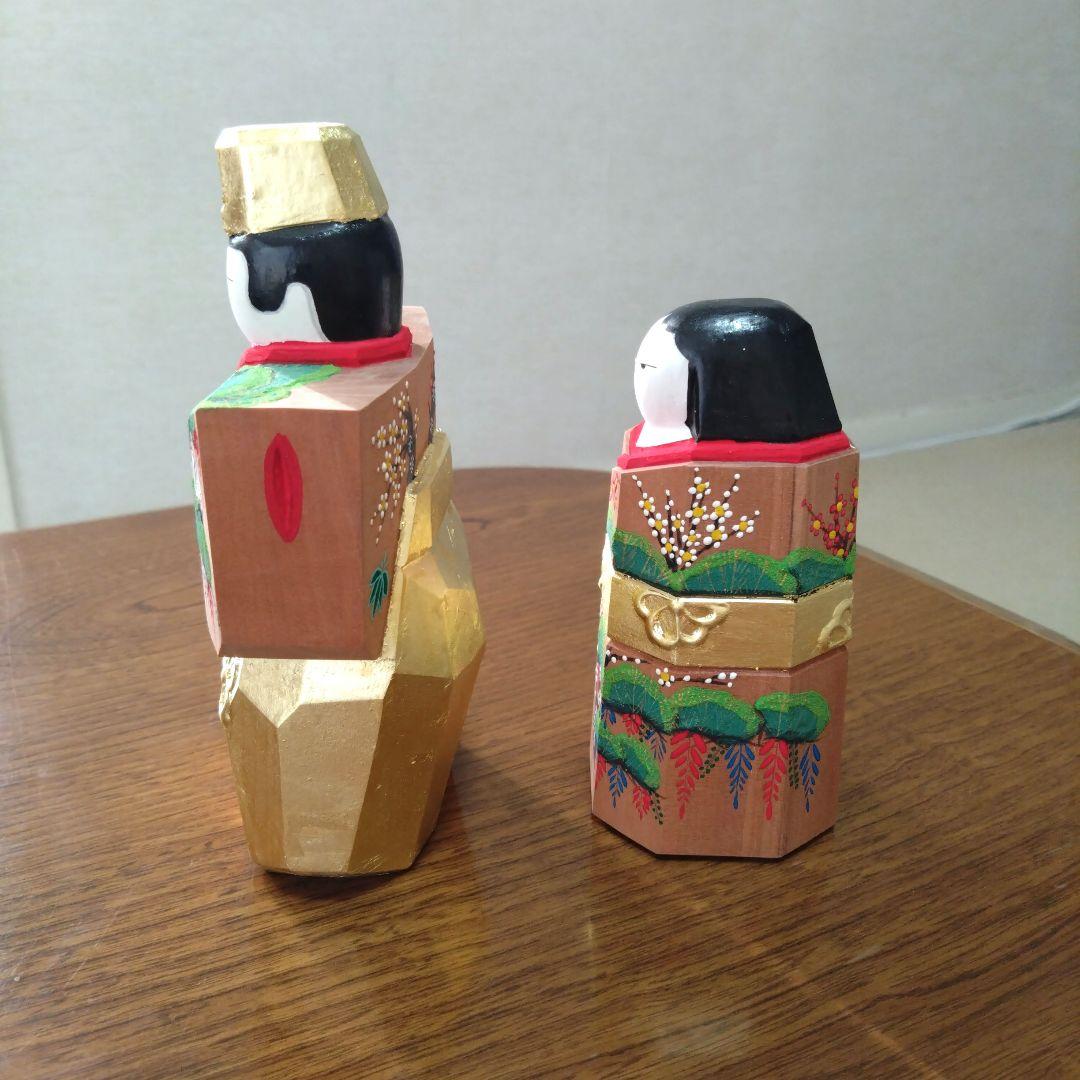奈良一刀彫　立雛　鎌田麦風