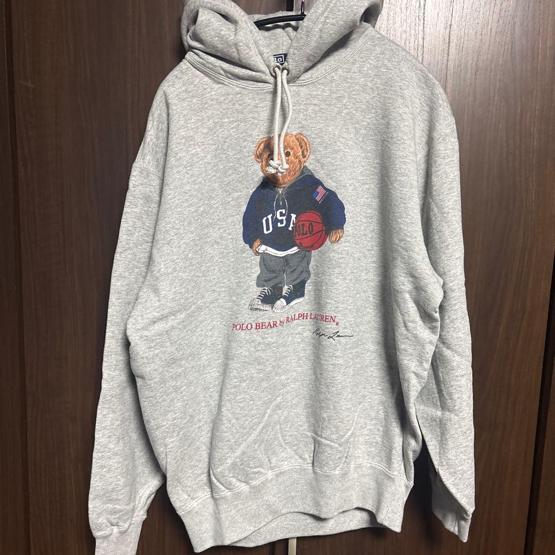 90s POLO Ralph Laurenポロベア パーカー グレー