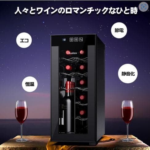 新品 12本収納 ワインセラー ペルチェ静音式　縦置き横置き対応 ショーケース