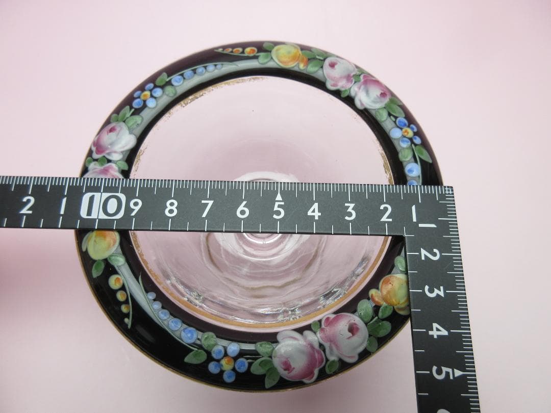 ビンテージ プレート付き 花模様 デザートグラス 70905