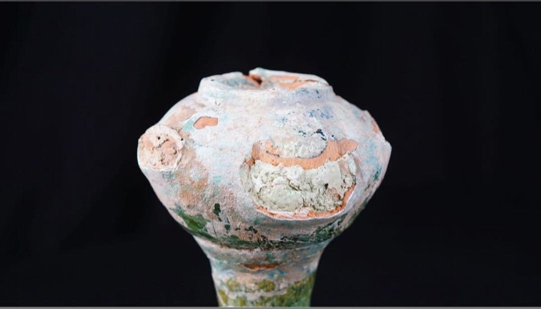 中国古玩 清朝時代 緑釉銀化 古陶 燭台 古代陶磁器 古美術 漢 李朝 高麗