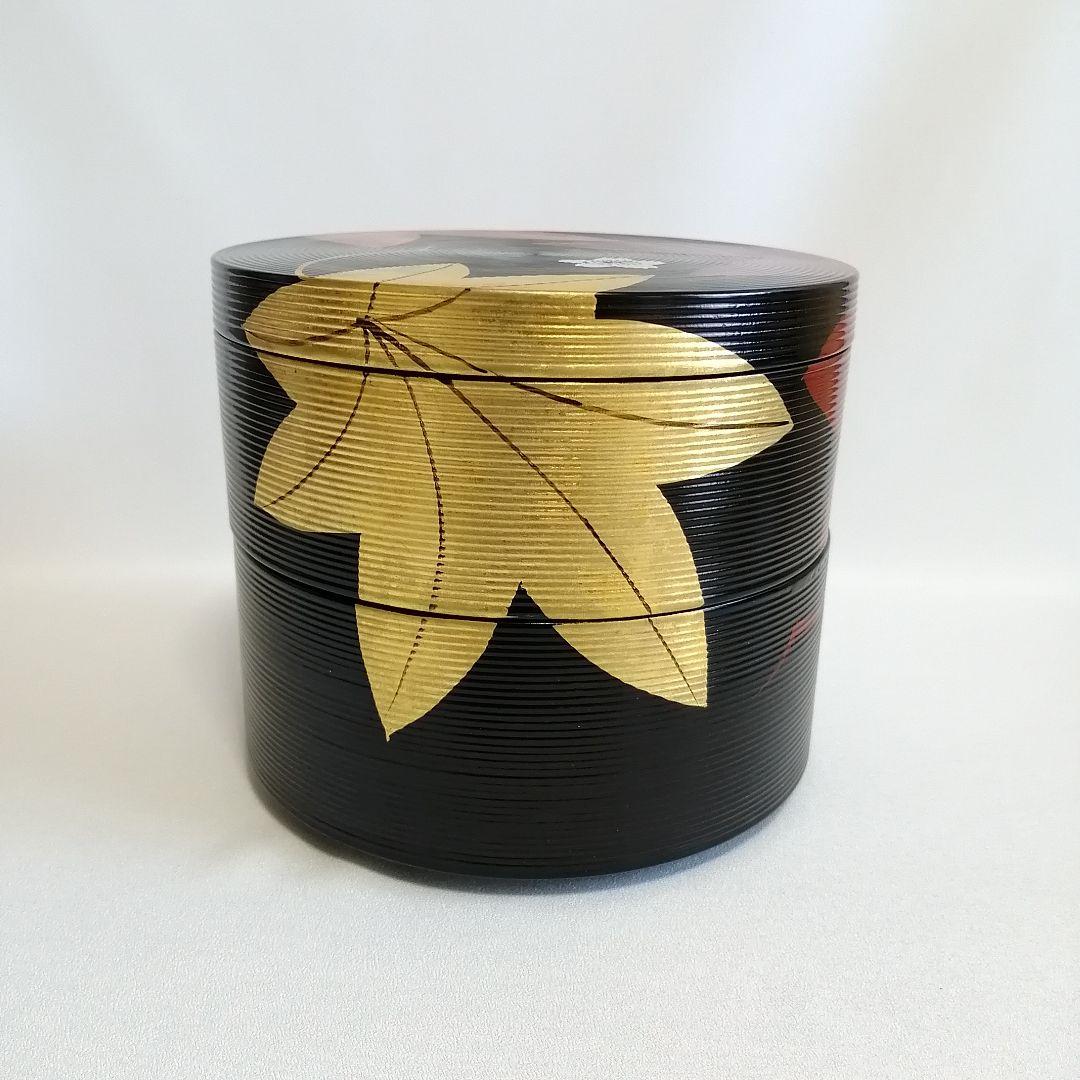 平安象彦 錦曇 木製 二段重箱 茶道具 和菓子 花見