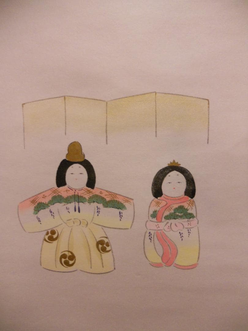 掛け軸 大徳寺 吉祥寺 丹羽萬寧 添書『雛』図『 桃花笑春風 』紙本 掛軸 美品