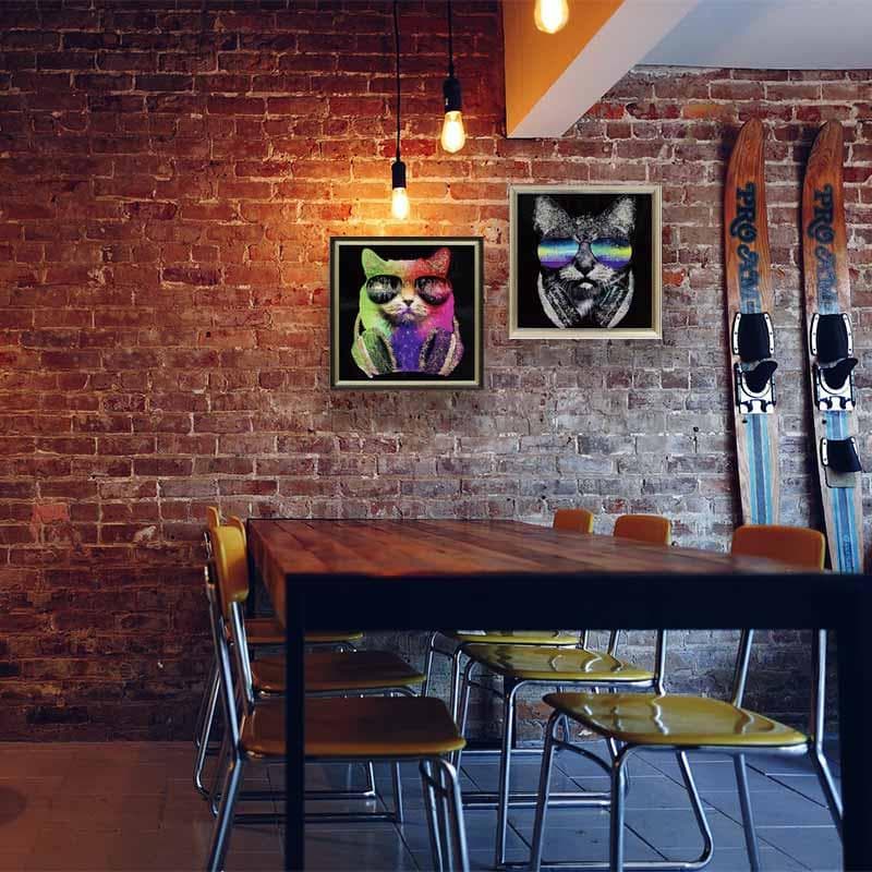 アートフレーム ファンキーキャット/猫 カッツェ 絵画 クリスタルピクチャー