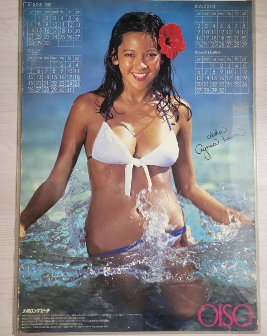 【週末セール】アグネスラム 大磯ロングビーチビキニポスター1981　B2サイズ