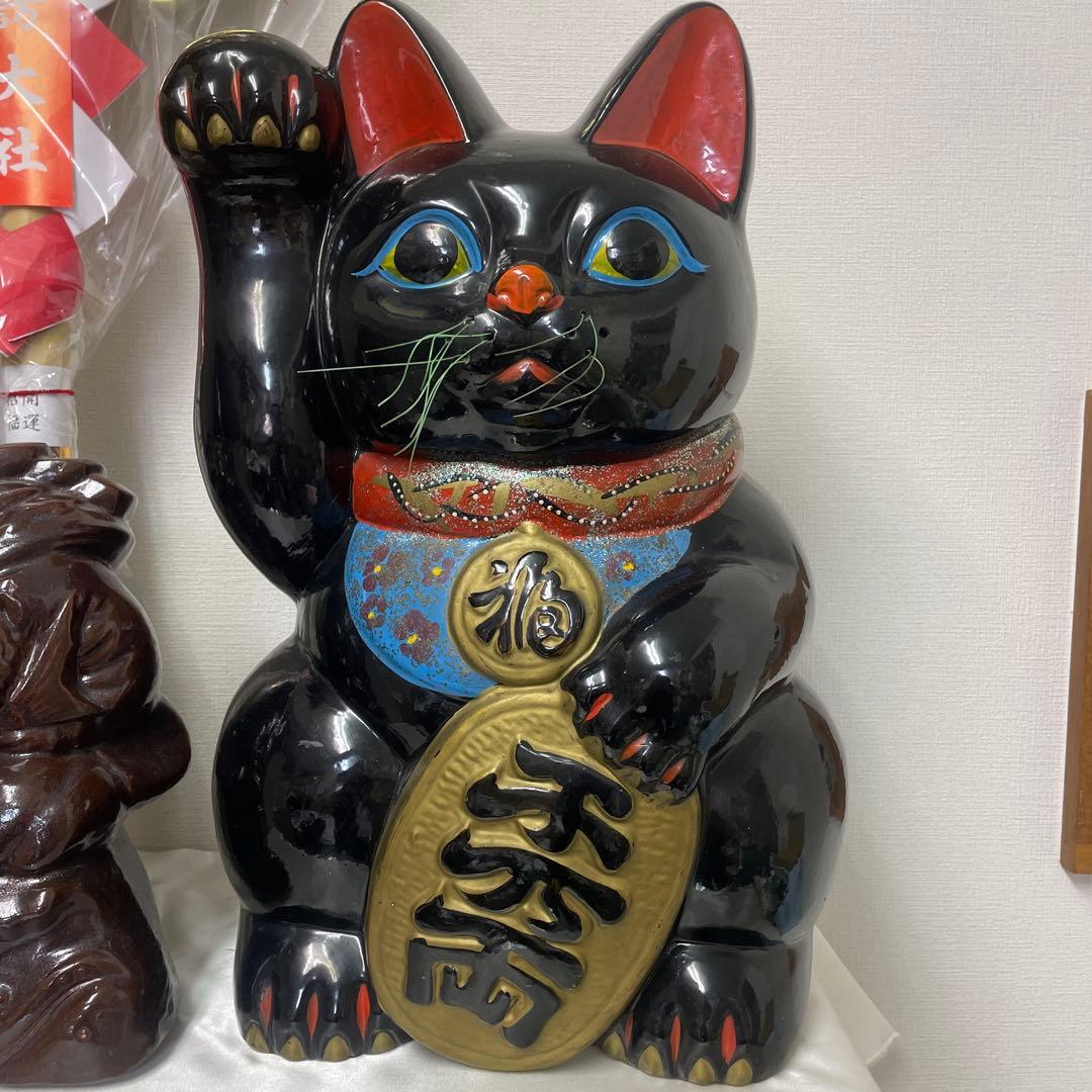 特大 黒招き猫 貯金箱 開運 商売繁盛 金運