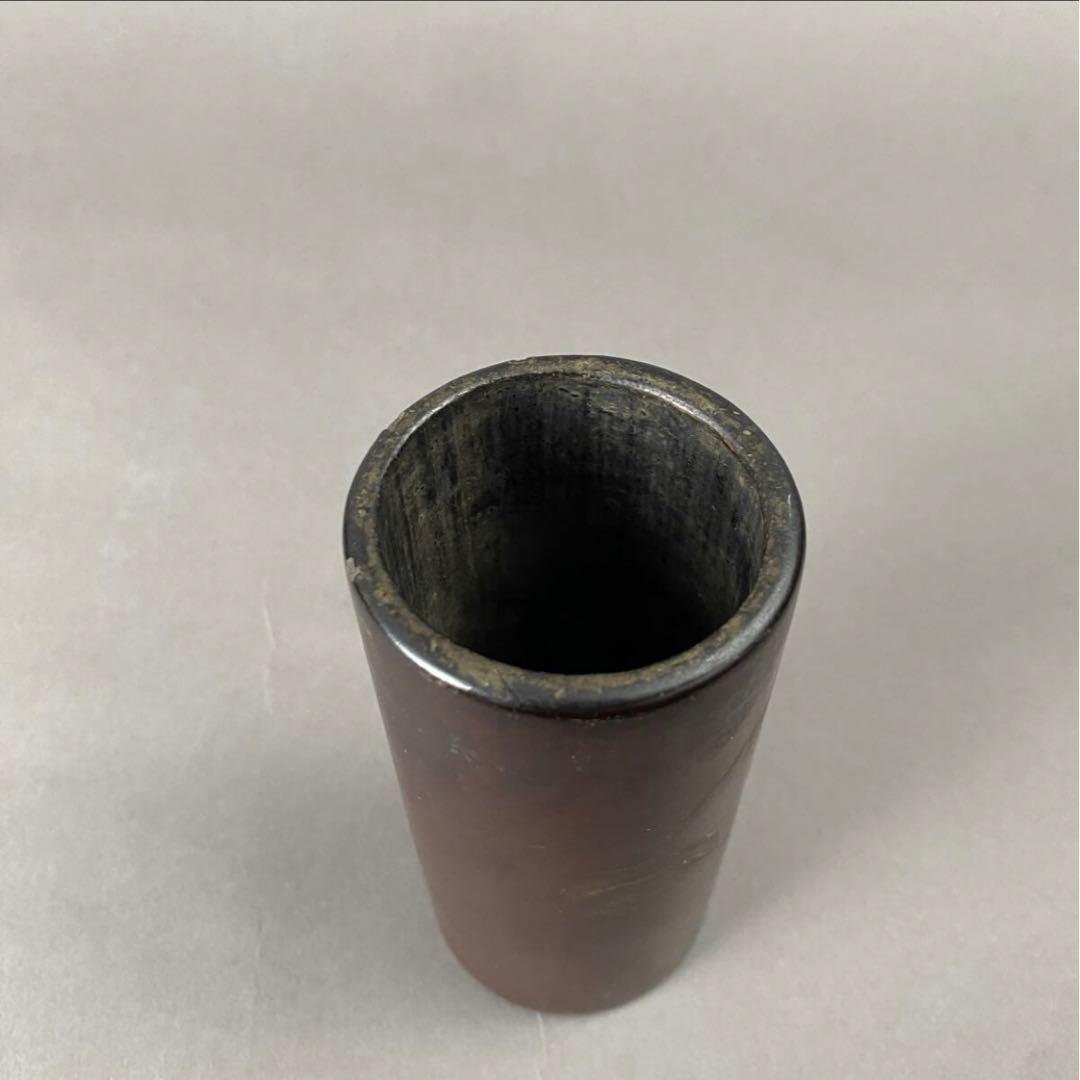 清~民国 黒漆金彩山水紋筆筒 X-85