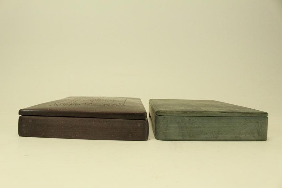 古い 文房具 硯 二面 筆 三本 まとめて(ZE538)