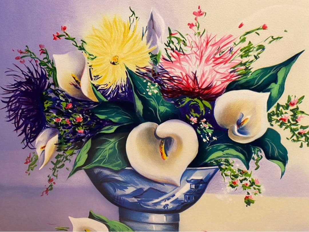 Alain Ragaru リトグラフ 額縁 インテリア ランの盛花