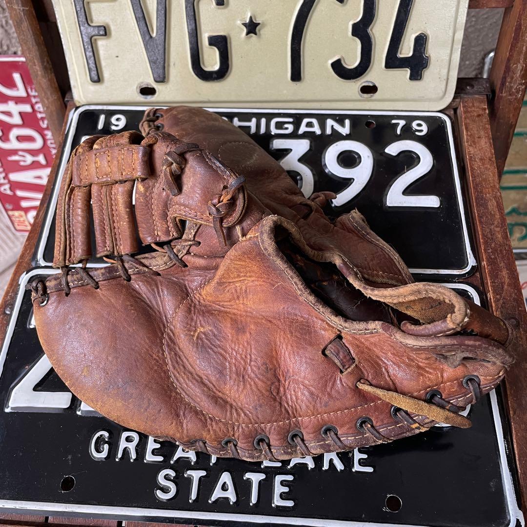 貴重40s〜50s OLDアメリカアンティーク野球グローブUSAヴィンテージ雑貨